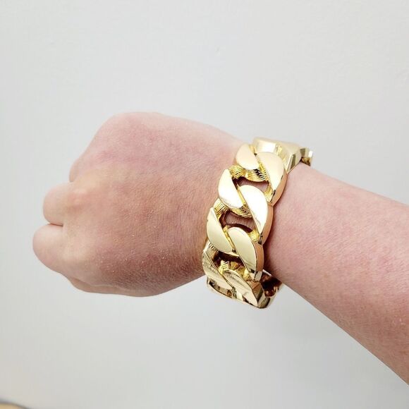 Brand New Gold Tone Chain Style Bangle Bracelet - Picture 6 of 10